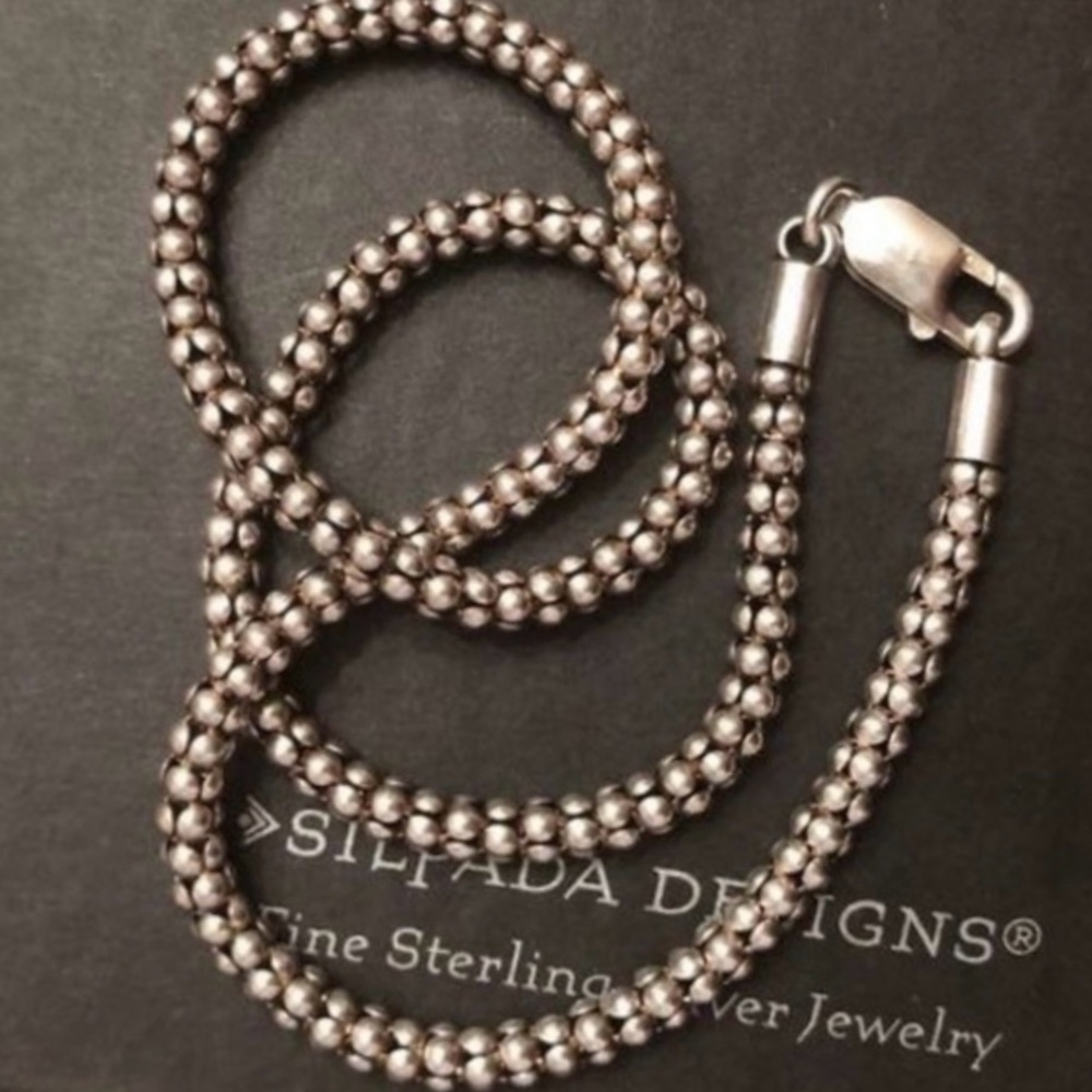 Silpada Vintage Sterling Silver Popcorn Chain 17 Inch Long 4mm Width Necklace